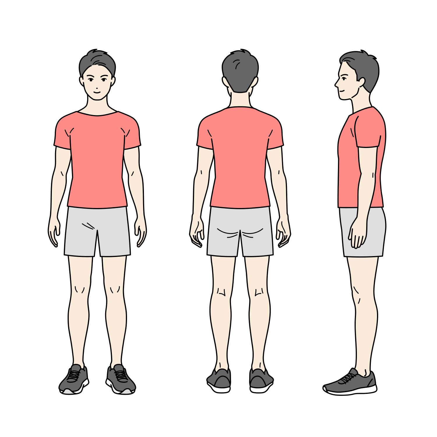 標準体型の大人の男性の全身イラスト（スポーツウェア）